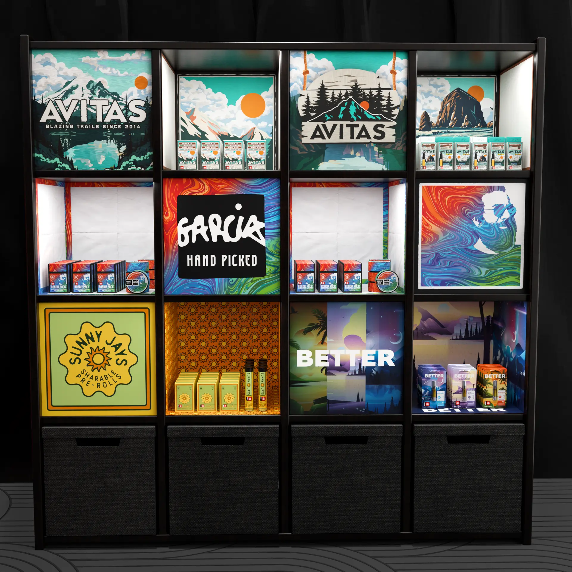 Multi-brand Holistic retail wall concept with a central Garcia Hand Picked bay