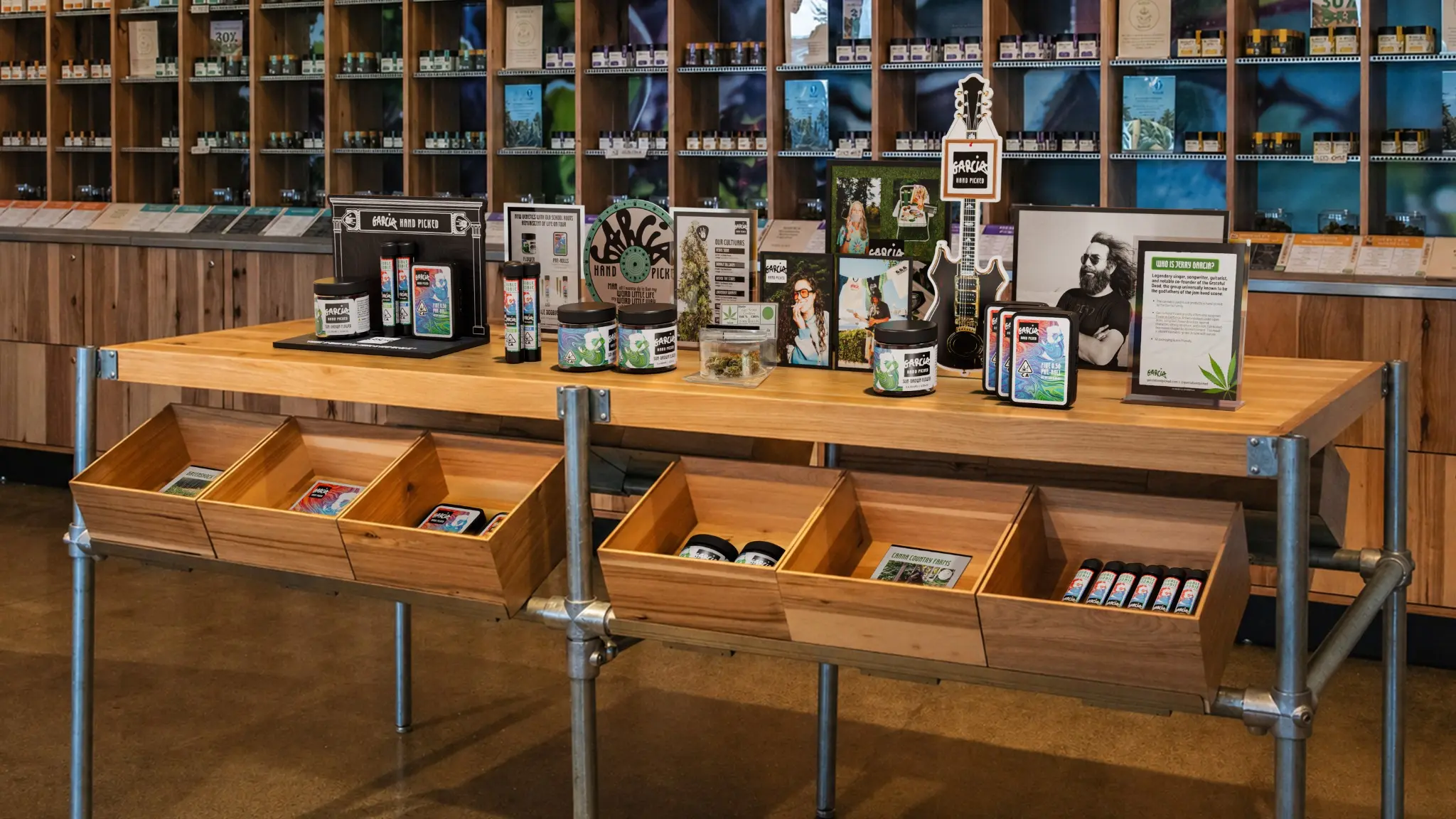 Garcia Hand Picked retail merchandising concept inside a Solful dispensary