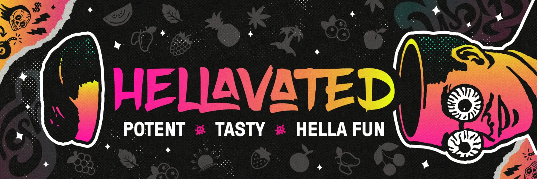 Earlier Hellavated banner with distressed punk graphics
