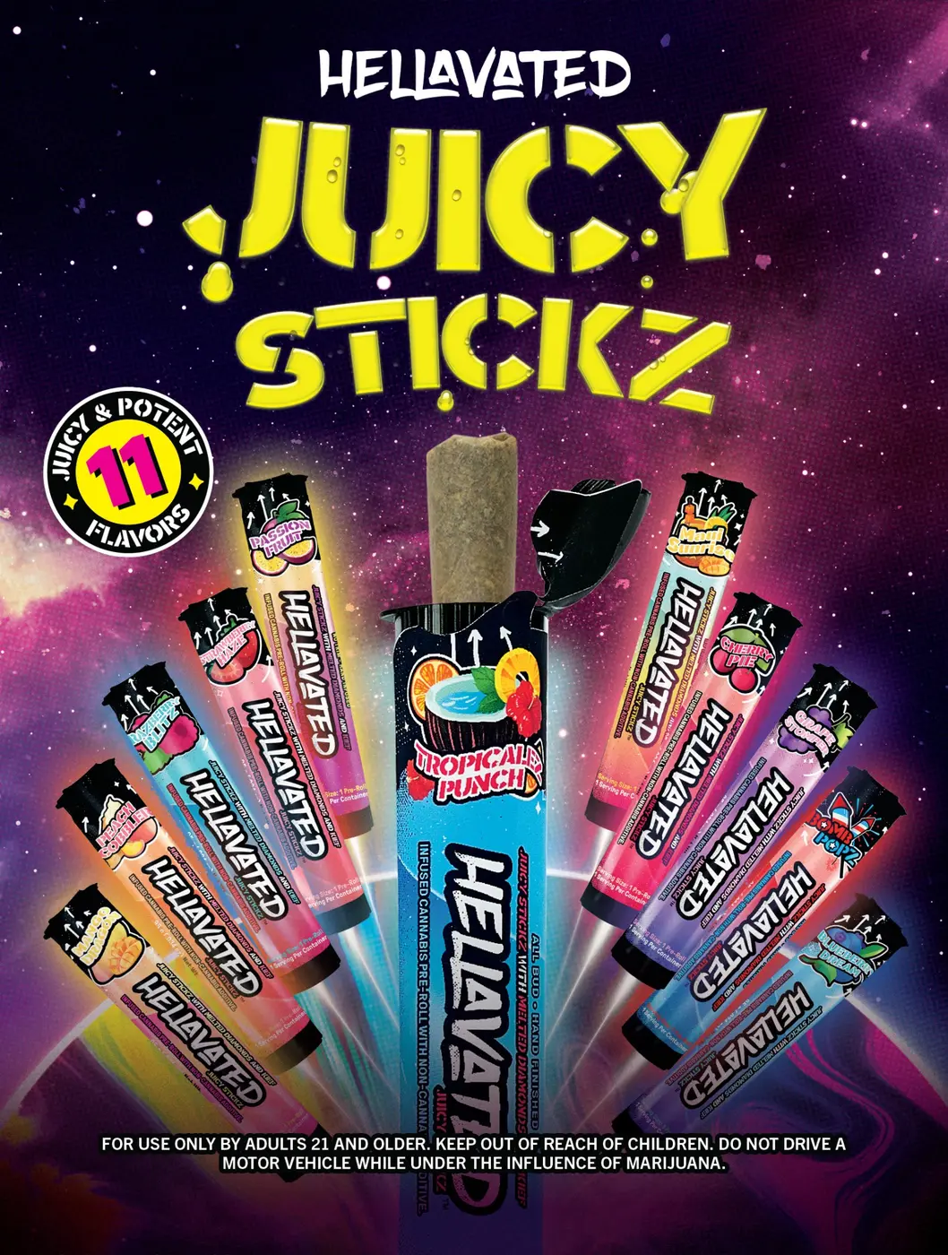 Hellavated Juicy Stickz point-of-sale poster