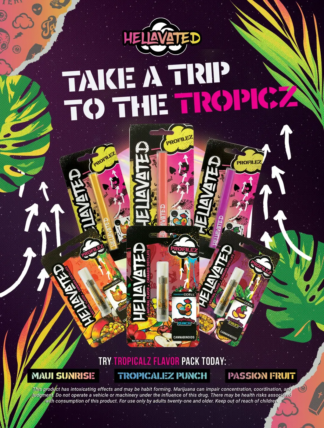 Hellavated Tropicalz point-of-sale poster