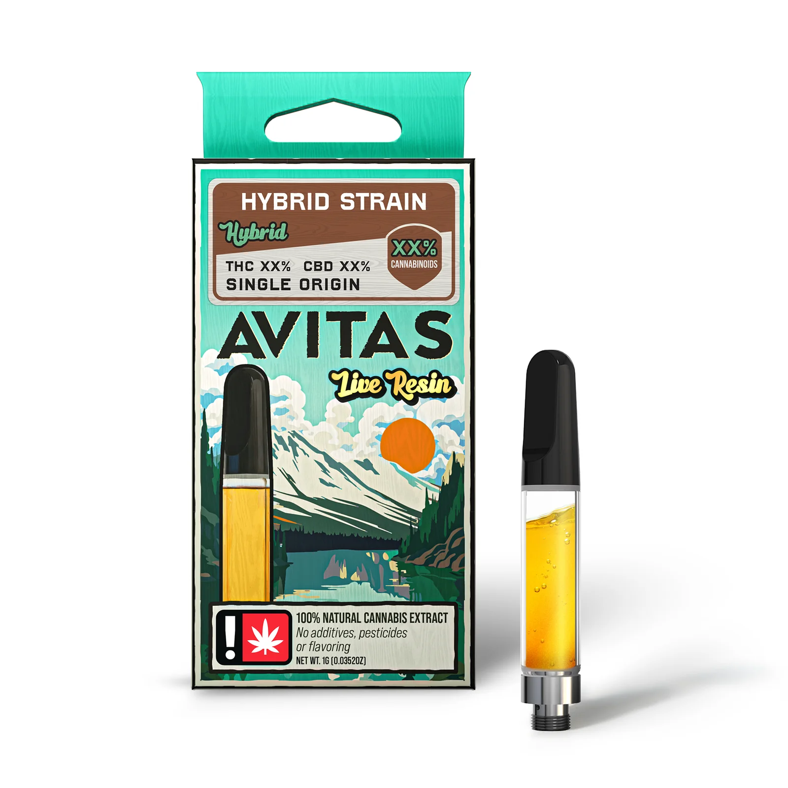 AVITAS Live Resin hybrid pack with amber cartridge