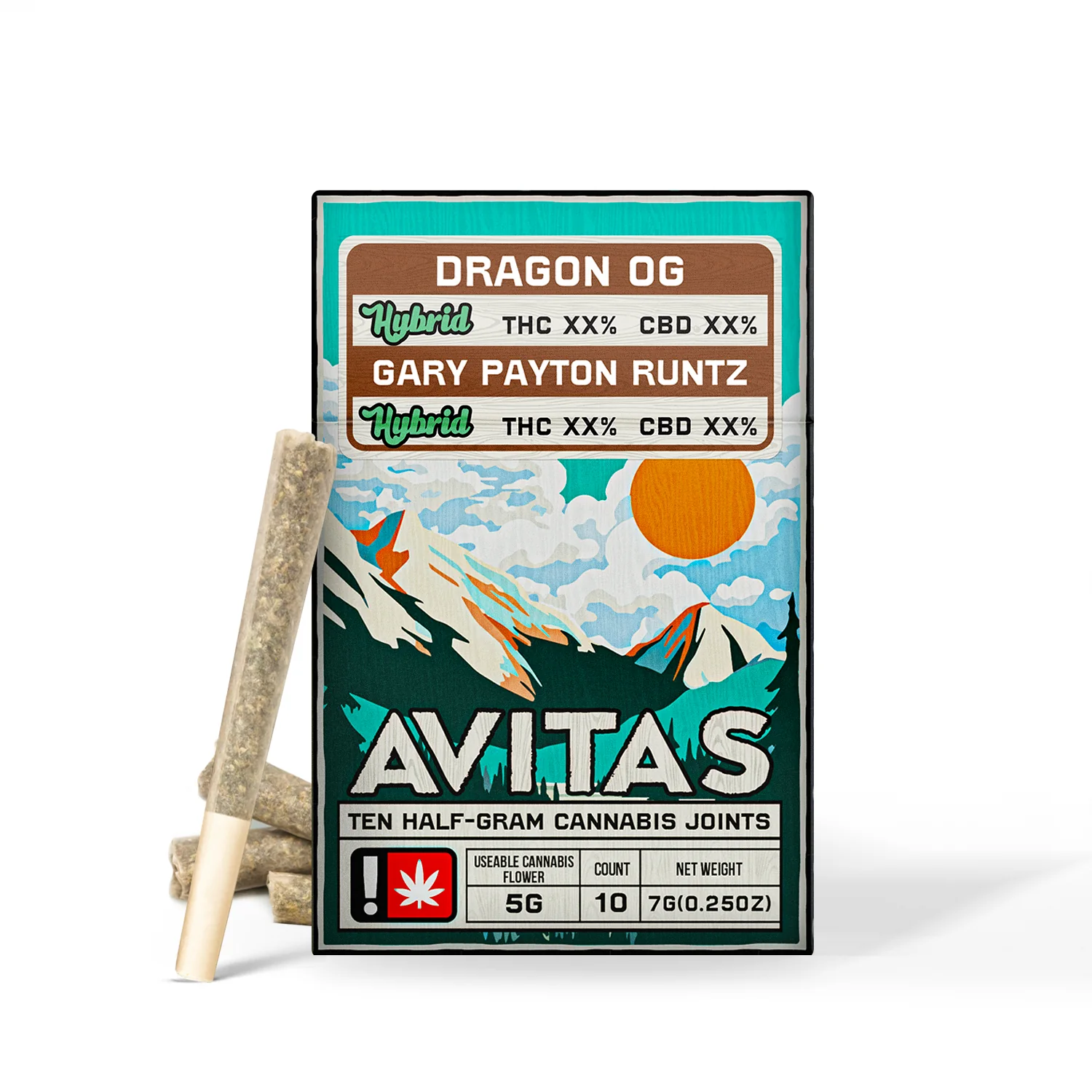 AVITAS pre-roll 10-pack mockup
