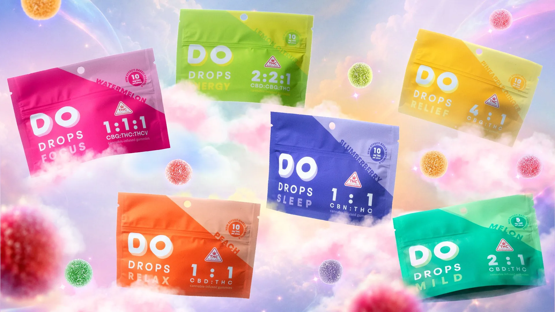 DO Drops — Branding · Gummy Pouches & Retail Display