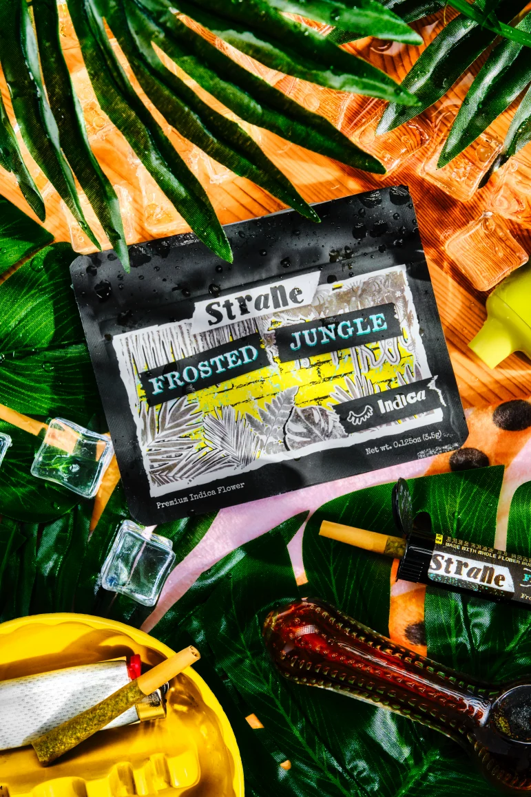 Strane Frosted Jungle packaging and lifestyle photography